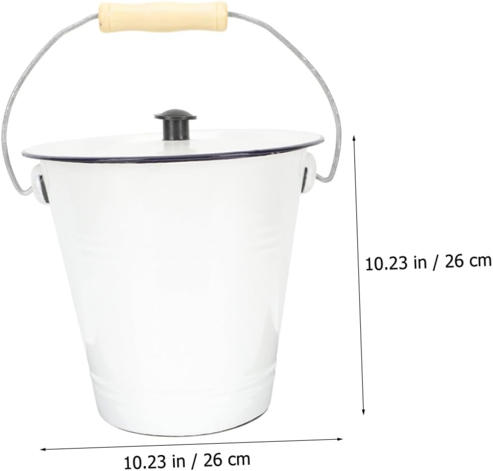 Sturdy Enamel Bucket with Lid Storage Can for Milk Water Paint More Household Utility Pail for Farmhouse Decor Parties and Outdoor Use