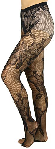 Image of ToBeInStyle Women's Elegant Floral Lace Inspired Spandex Net Full Length Tights