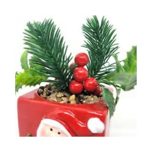 Vaso Papai Noel em Cerâmica Com Flores Natalinas. Enfeite de Natal cerâmica. Decoração natalina com