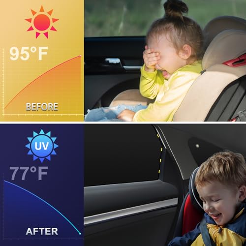 Image of ZATOOTO Car Window Shades for Honda Civic 2017-2024, Side Window Sun Shade with Double Layer Reversible, Black for Blackout Privacy Silver for UV Blocking for Camping Sleeping Travel