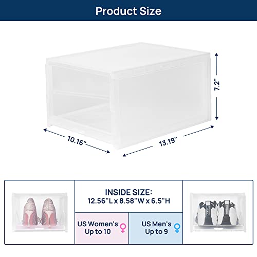 Enjoybasics Shoe Container Stackable, 5 Pack Shoe Boxes, Space Saving Organizer Box For Sneaker Storage, Clear Shoe Display Case, Drawers Easily Pull-Out, Fit Up To Us Size 9 Women, Size 10 Men #TOP1