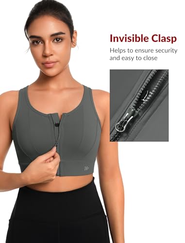 Image of Yvette Front Closure High Impact Sports Bra for Women | Cup Sizes A to DDD Up to 5XL, Sewn in Pads, No Underwire, Breathable Fabric Moisture-Wicking, Easy on and off, Full Coverage