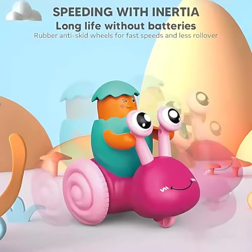 Image of Crackles Press & Go Snail Toy with Cracked Egg Chick Press - High-Quality Push and Go Animal Toy for Babies & Toddlers - Cartoon Style Mini Car - Multicolor (Pack of 2)