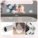 Xilingol 72" X 59" Foldable Playpen, Potable Baby Play Yard with Carry Bag, Baby Gate Playpen with Anti-Slip Suckers & Zipper Gates, Baby Fence Play Area with 4 Handlers & 50 Ocean Balls(Grey) - Image 4