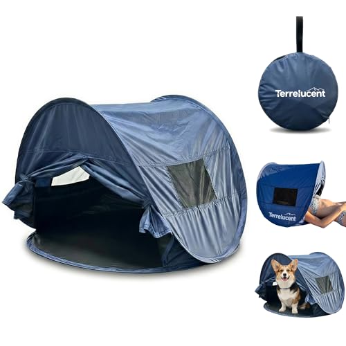Terrelucent Dog Tent for Beach Pop up Head Tent Mini Pet Home Navy Blue