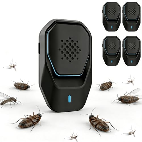 AILEDA Repelente Ultrasónico de Plagas, 4 Pack Electrónico Repelente Mosquitos Insectos Control de Plagas, para Interiores Anti Cucarachas,Moscas,Mosquitos,Ratones,Arañas