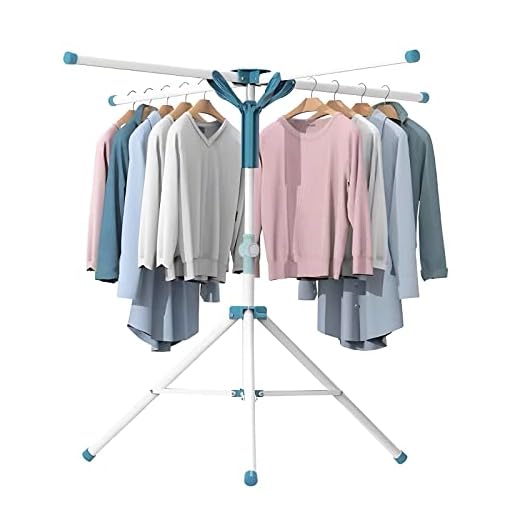 JAUREE Tripod Clothes Drying Rack Folding Indoor, Portable Drying Rack Clothing and Height-Adjustable, Space Saving Laundry Drying Rack with 20 Clips