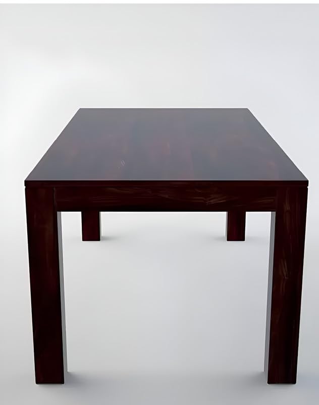 Image of Solid Sheesham Wood Six Seater Urban Design Dining Table Set for Dining Room | Restaurant | Wooden Dining Table with Six Chairs| Color Finish - Mahogany Finish|