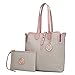 MKF Shoulder Bag for Women & Wristlet Pouch Set: PU Leather Tote Handbag Pocketbook, Top-Handle Purse, M Juliana Blush
