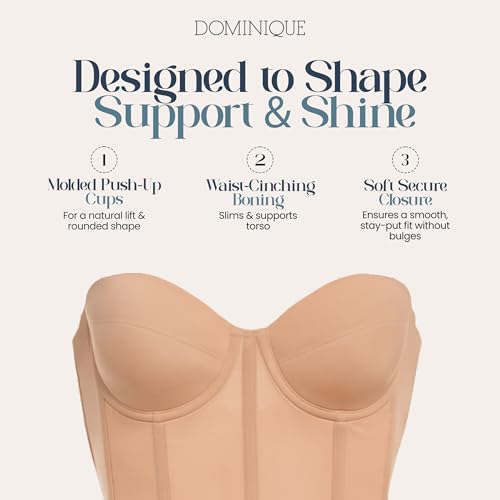 Dominique Women’s Brianna Longline Strapless Bra #8980 – Low Back Bridal Corset with Removable Garters - Lingerie for Women2
