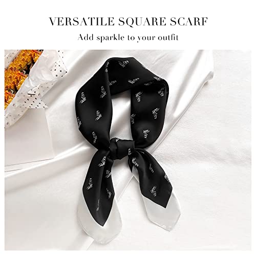 Elegant Soft Wraps Ladies Scarves,Silk Scarf Women Square Scarves Classic Houndstooth Plaid Pattern Retro Horse Printed Soft Satin Small Scarves Decorative Hairband Multi-Functional Neck Scarf Neckerc4