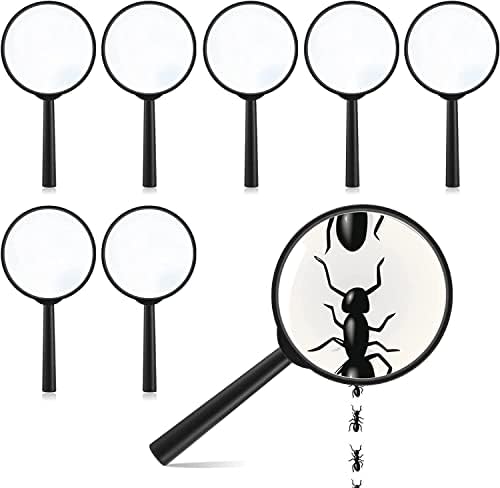 8Pcs Magnifying Glass Kids Plastic Handheld Mini Magnifying Glass for Children Explorer Toys Kids Magnifying Glass Black Magnifying Glass Toy Plastic Handheld for Reading Explorer