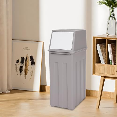 Caneca de basura rectangular gris 8 galones miniatura 1