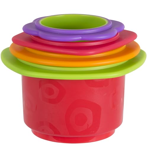 Playgro Jouet de Bain Gobelets Empilables, Jouets de Bain pour Bébés, À partir de 9 mois, Sans BPA, Coloré, 40217