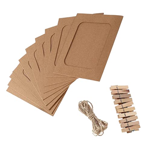 OUNONA 10個入り 5 紙の額縁 多数 マルチ額縁 段ボールの額縁 写真ぶら下げディスプレイ 絵ペグ クリップ額縁 壁掛けペーパーフォトフレーム 壁用コラージュ額縁 写真の装飾品 木製