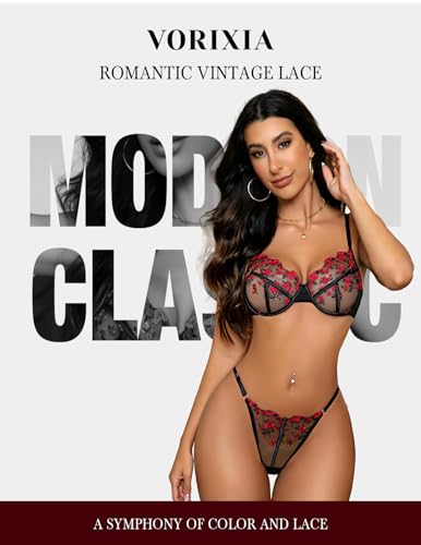 Image of Lingerie Sexy Bra and Panty Set for Women See Through Sheer Underwear Cute Exotic Floral Embroidery Babydoll Set