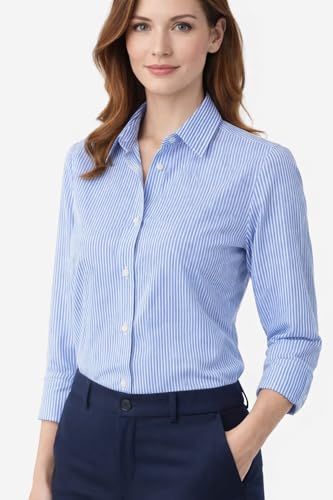 Image of Womens /GirlsClassic Lining Shirt for Women Cotton | Women's Striped Style top | Full Sleeve, Relaxed fit, Button-Down Casual Shirt for Girls & Women