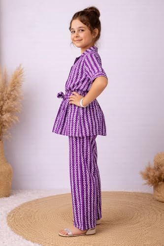 Image of Fashion Dream Girl's Cotton Blend Printed Co-ord Set|Clothing Set|Combo Set|Casual Wear|Coordinate Outfit for Girls|Two-Piece Set