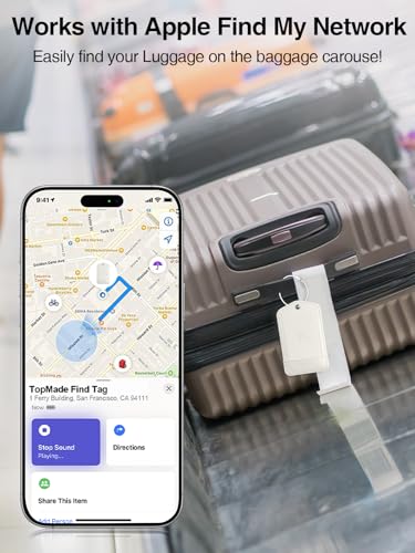 Image of TopMade Luggage Tags, Works with Apple Find My, Smart Suitcase Tag Tracker