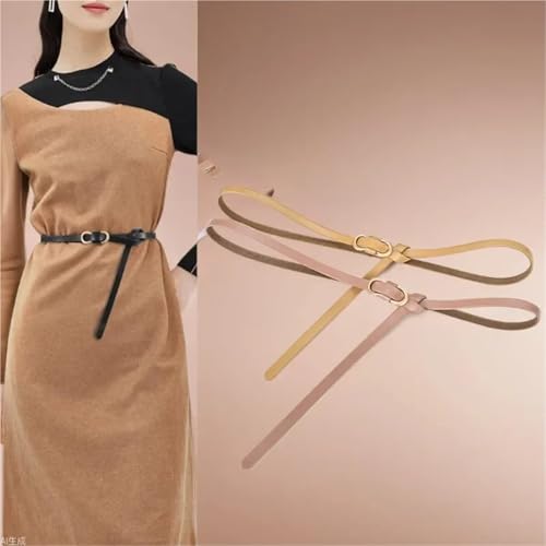 Women's Decorative Belt Women Leather Thin Waistband With No Hole Design Decorative Belt With Waist Seal Two-layer2