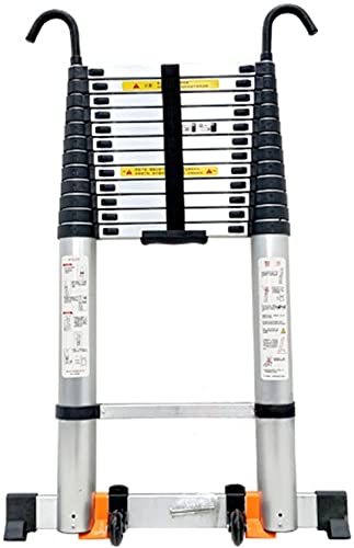 Escalera Telescópica De Aluminio De 3,8 M (12,5 Pies), 4,7 M (15,5 Pies), 6 M (20 Pies) Y 4,3 M (14 Pies), Con Gancho, Ideal Para Techos, Áticos Y Exteriores. Capacidad De Carga: 150 Kg (330 Lb), 5,1