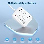 European Plug Adapter, AnnTane International Travel Adapter with 3 Outlets 3 USB Ports(1 USB C), Travel Essentials Type C Power Adapter with Bag to Most Europe EU France, Spain