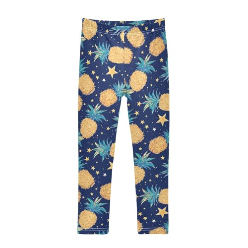 Wusikd Pineapples Girls' Leggings Toddler Doodles Stars Kids Yoga Pants Dance Active Tights 4T