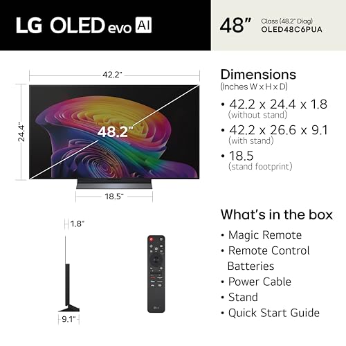 Image of LG 48-Inch Class OLED Evo AI 4K C6 Series Smart TV w /Dolby Atmos, Vision, HDR10, Super Upscaling, Filmmaker Mode, Wow Orchestra, Compatible with Alexa, OLED48C6PUA, 2026