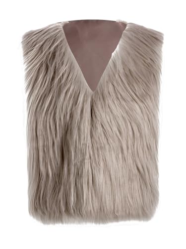Jhaoyu Kids Girls Faux Fur Vest Open Front Sleeveless Jacket Coat Cardigan Overcoat Waistcoat for Pageant Banquet