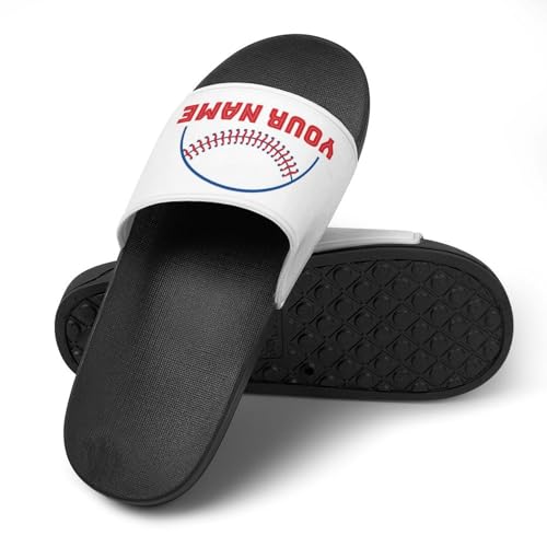 Custom Sports Slides Personalized Slippers - Baseball Sandals Quick Drying Softball Slippers Indoor Outdoor,Gifts for Men Youth Boy (Black,Style 42)4