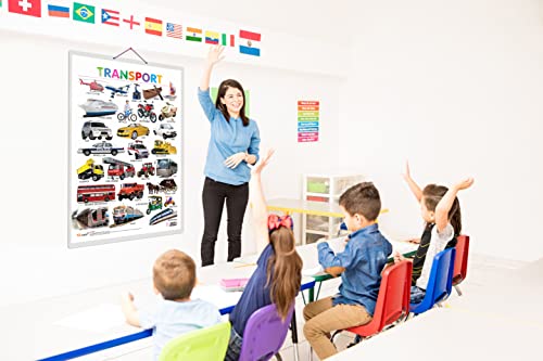 Image of GO WOO Combo of 2 Alphabet and Transport Educational Posters for Preschool Kids Classroom Study | Learning- Charts for Kids Learning (20 inchX30 inch Inches)