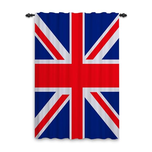 ggaimwf Rideaux Royaume-Uni Drapeau Britannique Union Jack Nation Rideaux de fenêtre avec pli Crayon Bureau à Domicile Rideaux pour la Chambre Salon Rideau...