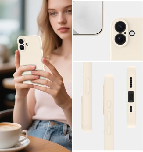 Image of DIZORO Square Microfiber Candy Case Compatible for iPhone 16 Plus Shockproof Slim Back Cover Liquid Silicone Case - Stone Grey