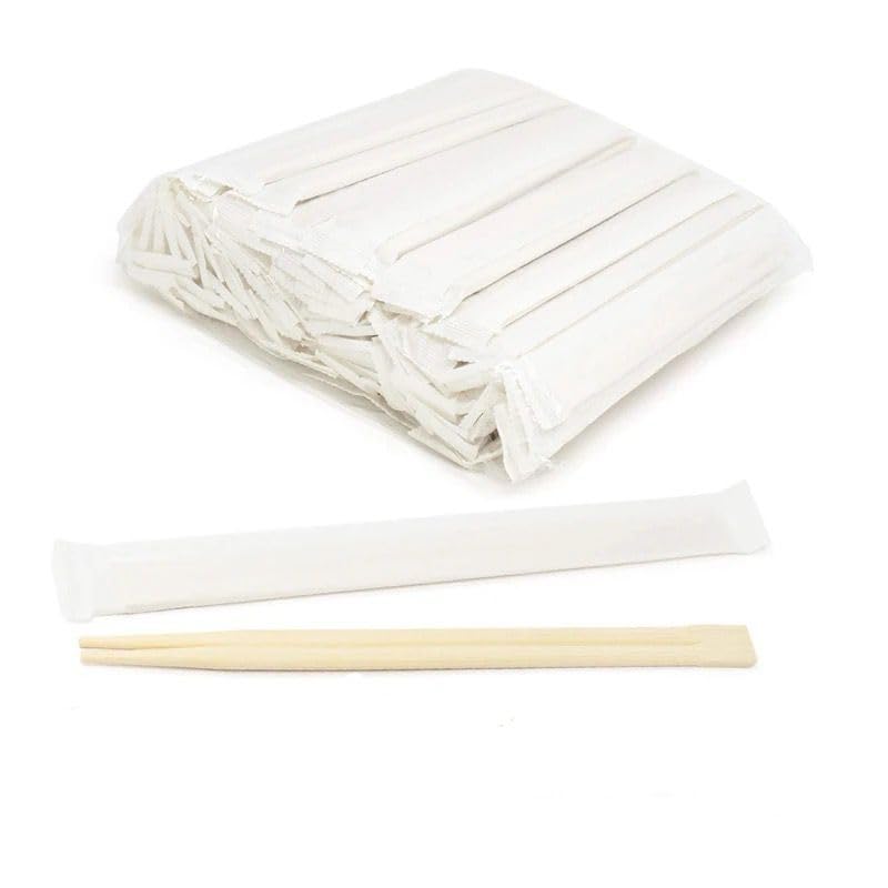 EcoZen Disposable Wooden Chopsticks with Paper Packing - 9 Inch (23 CM), Pack of 100 | Eco-Friendly Bamboo Chopsticks for Buldak Noodles, Korean Rice Noodles, Sushi, Ramen & More 1
