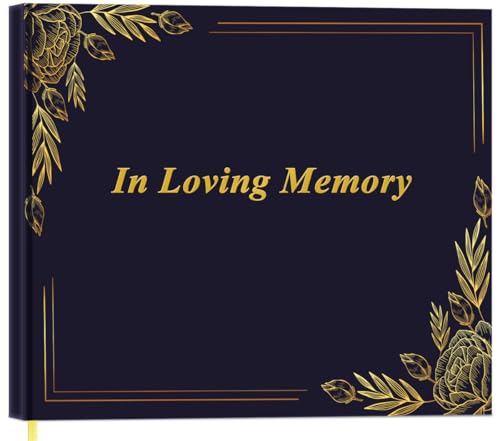 Funeral Guest Book - GuestBook for Memorial & Funeral Services, Guest Sign-in Book & Guestbook Planner, 440 Guests Entries with Name & Address, Memory Book for Funeral Guest Registry, 9" x 7", Black