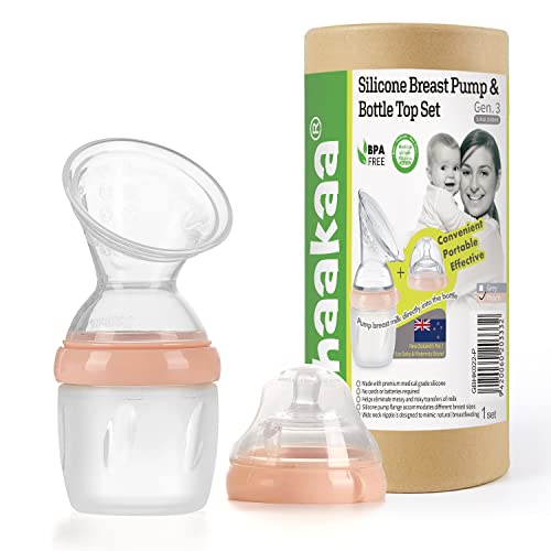 Image of haakaa Gen.3 Silicone Breast Pump 160ml & Bottle Set - Peach