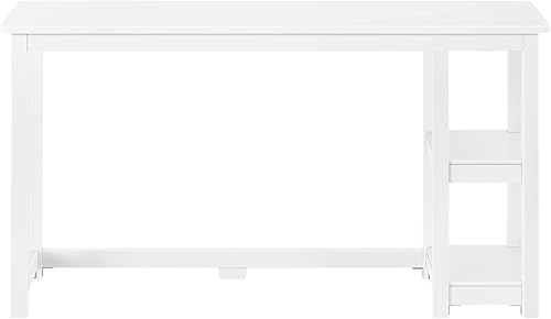 Miniatura 4 de Max & Lily Escritorio de madera maciza con estantes, 55 pulgadas, color blanco