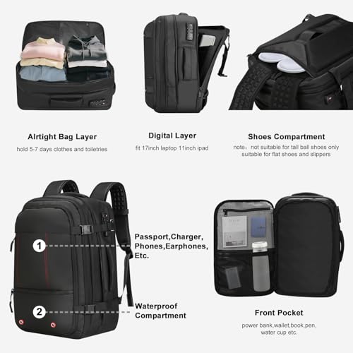 Vacuum Seal Travel Backpack,60L Expandable Carry-On Luggage,Air Compression System with anti-thief TSA Lock,Vacpack,Laptop Compartment3