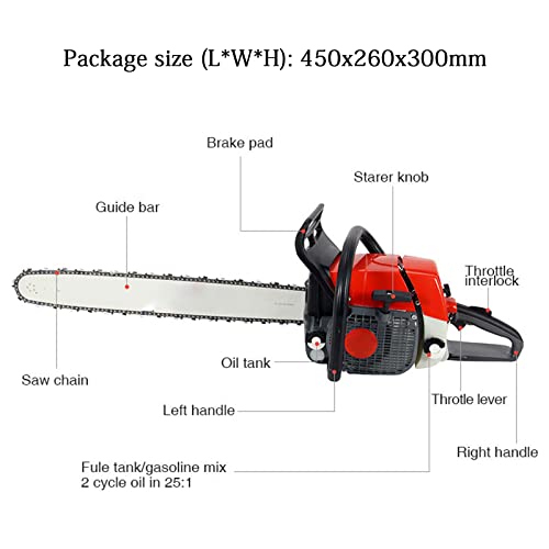 ZHANGTAOLF Kettensäge, 72cc 24-Zoll-Gas-Kettensägen, 2-Zyklus-Handheld-Benzinkettensäge mit Führungsbrett zum Schneiden… – Bild 8