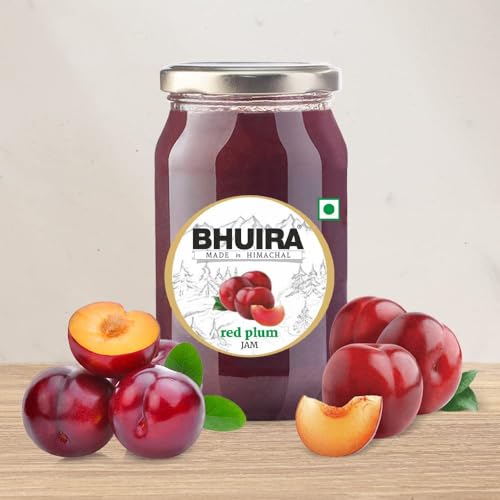 Image of Bhuira Red Plum Jam - 240g | All Natural No Added Preservatives, Artificial Colors | Handmade Himachal Vegan Spread | Breakfast Dessert Jam | Healthy Snack | Sweet Tart