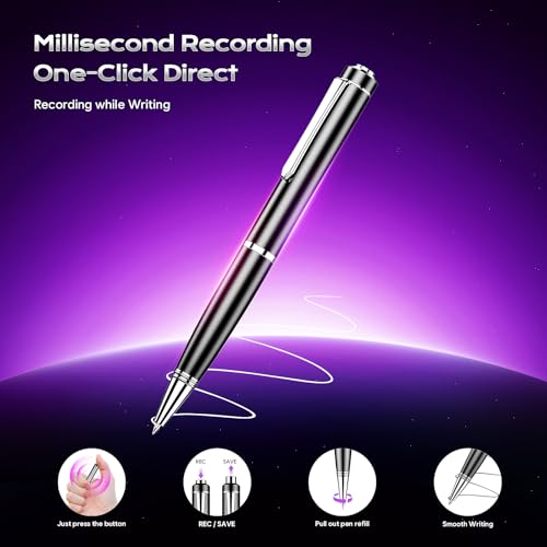 128GB(2400hrs) Digital Voice Recorder, Smart Diktiergerät Geräuschreduzierende Aufnahmegerät, One Touch Aufnahme, Sprachsteuerung Audioaufnahmegerät mit Wiedergabe für Vortrag Meeting Klassen