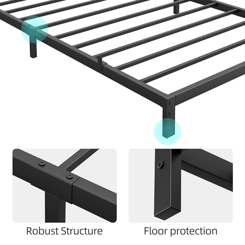 GAOMON 6 Inch Twin Bed Frame, Low Profile Twin Metal Platform Bed Frame Support Mattress Foundation, Noise Free, Easy Assembly, Black