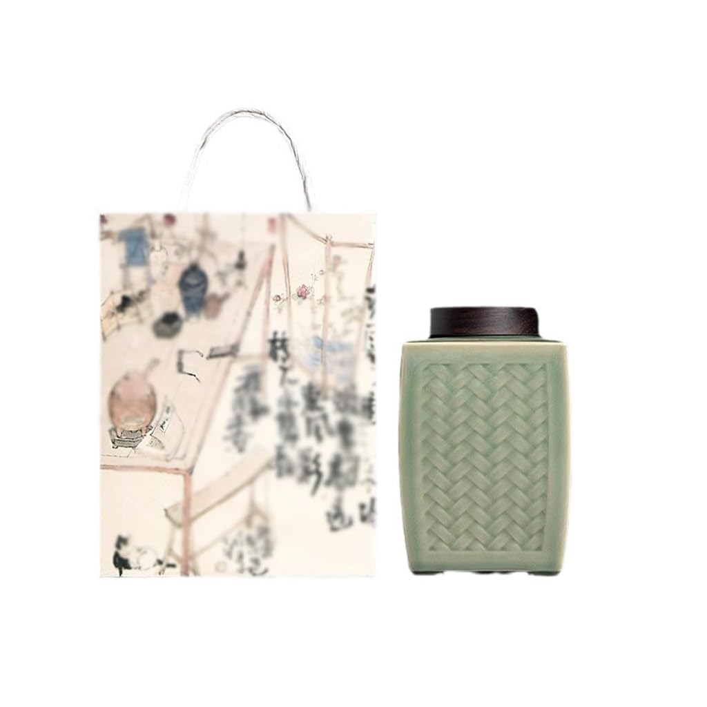 Juego De Té Tanque de Almacenamiento de latas de té, pequeño almacén de té doméstico, Almacenamiento de té Kung Fu, Tanque de Almacenamiento Sellado de cerámica celadón Tarro para Guardar Té