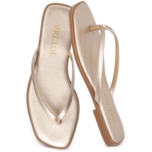 Image of Flip Flops Sandals for Women Square Toe Lightweight Thong Slides