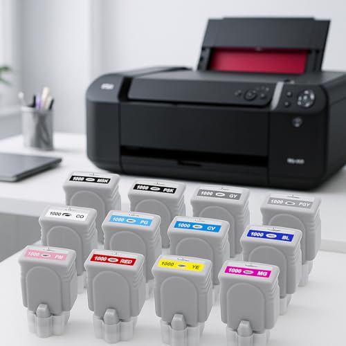 Image of Pro 1000 Ink cartridges PFI-1000 12 Color Pack Ink Tank 80ml Replacement for Canon PFI-1000 Ink Cartridges Compatible for imagePROGRAF PRO 1000 Printer (12Pack,MBK /PBK /C /M /Y /R /GY /B /PGY /PC /PM /CO) | Replacement for Canon PFI-1000 Ink Cartridges Compatible for imagePROGRAF PRO 1000 (12PK,MBK /PBK /C /M /Y /R /GY /B /PGY /PC /PM /CO)