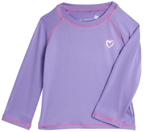 Image of Pink Platinum Girls Rash Guards - 2 Pack Quick Dry UPF50+ Sun Protection Beach Pool Long Sleeve Swim Shirt for Girls