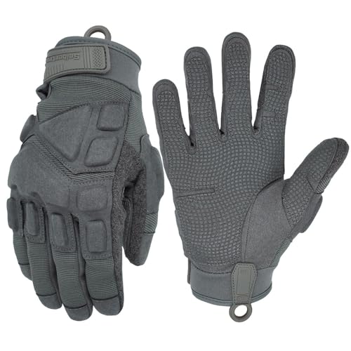 Seibertron S.O.L.A.G 2.0 Full Finger Tactical Gloves Water Resistant Touchscreen Impact Anti-Slip for Motorcycle Cycling Hiking Adults & Youth Grey L