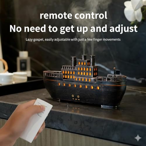Image of Humidifier for Bedroom Titanic Humidifier with Remote Aromatherapy Diffuser Steamship Humidifier 7 Light 2 Mist Mode Air Humidifiers for Bedroom, Essential Oil Diffuser (Bronze Vintage)