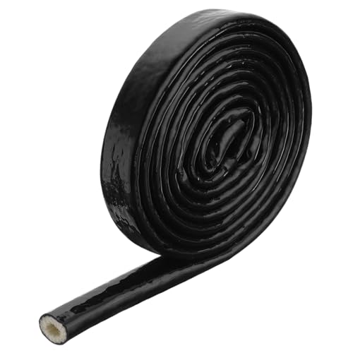 Image of MECCANIXITY 1 /5 inch ID 5ft Heat Shielded Fire Sleeve Silicone Coated Fiberglass Tape, for Automotive Hose Lines Wires Electrical Wiring, Black