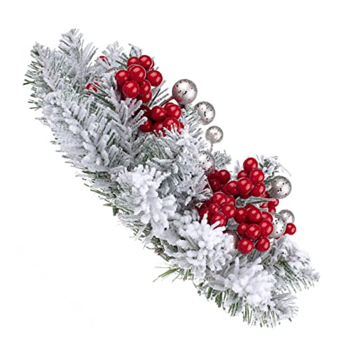 VINTORKY Artificial Berry Wreath Candle Ring for Christmas Decor Lifelike Festival Centerpiece with Leaves for Home Table Decorations